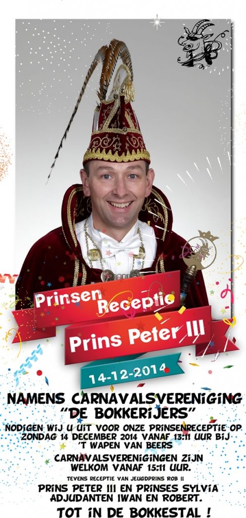 Uitnodiging Prinsenreceptie Prins Peter III